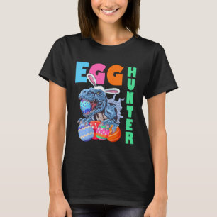 Camiseta Páscoa Coelho Dinossauro T Rex Caça ao Ovo Infanti
