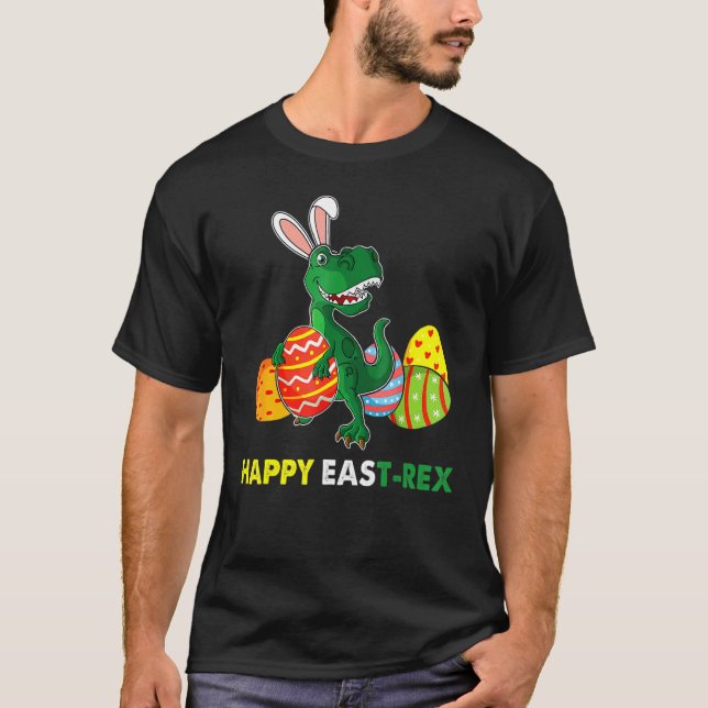 Camiseta Páscoa Coelho Leste Rex Dinossaur Egg Happy Eastra (Frente)