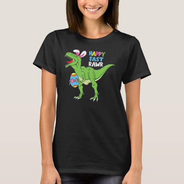 Camiseta Páscoa Coelho Leste Rex Dinossaur Egg Happy Eastra (Frente)