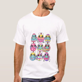 Camiseta Páscoa Colorida de Ovos Coelhinhos