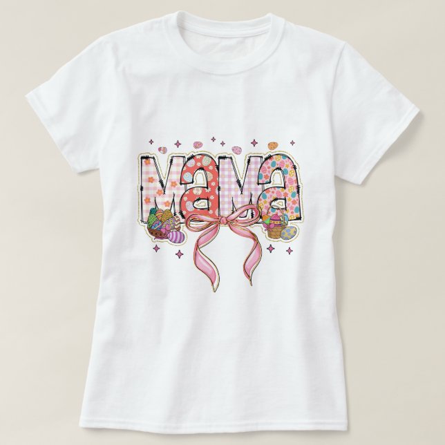 Camiseta Páscoa com brilho Mama Coquette (Frente do Design)