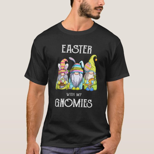 Camiseta Páscoa Com Meus Gnomos Gnomos Bonitos Páscoa Gnomo (Frente)