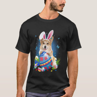 Camiseta Páscoa Corgi Cute Amante de Cão Coelho Ovos Páscoa