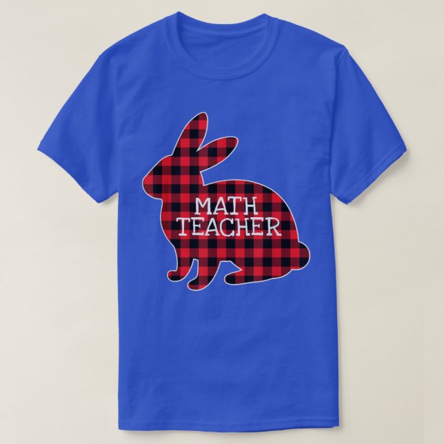 Camiseta Páscoa Costume Red Xadrez Bunny Graphic Math Teach (Frente do Design)
