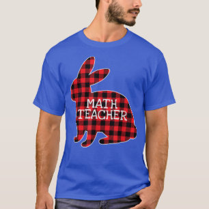 Camiseta Páscoa Costume Red Xadrez Bunny Graphic Math Teach