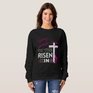 Camiseta Páscoa Cristã "Cante ao Rei Risen" Mulheres