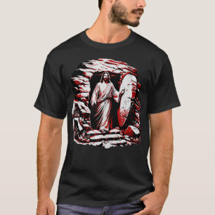 Camiseta Páscoa Cristã Jesus Risen da Igreja Grave Scr