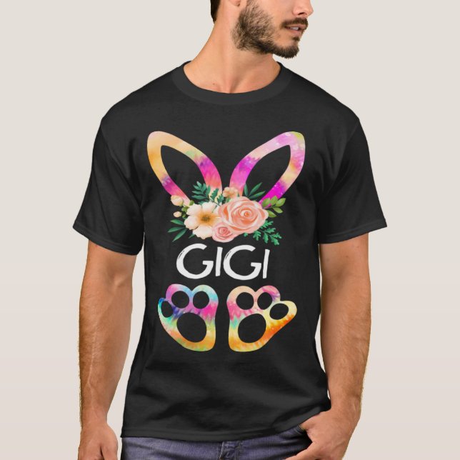 Camiseta Páscoa da família Tie Dye Gigi Bunny Tie Impressão (Frente)