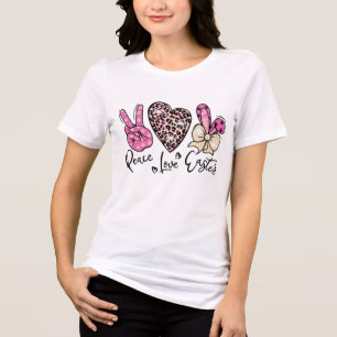 Camiseta Páscoa de Amor pela Paz Menina Roxa Moderna
