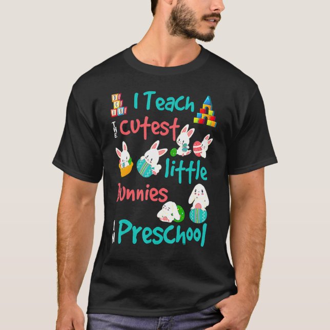 Camiseta Páscoa De Amor, Professora Da Grau Pré-Escolar, Bo (Frente)