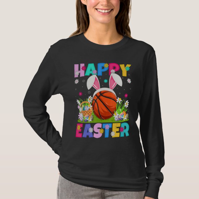 Camiseta Páscoa de basquetebol Felz pascoa Bunny Basball (Frente)
