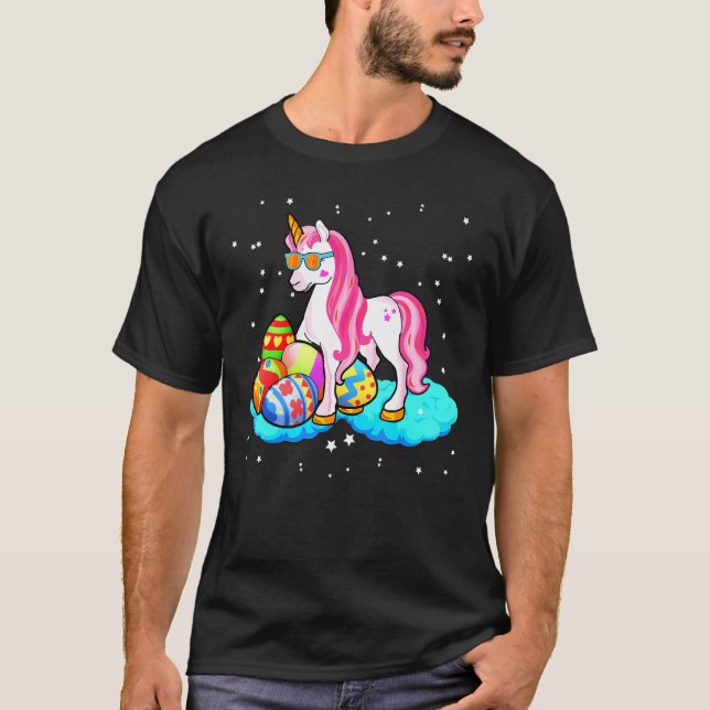 Camiseta Páscoa De Bunny Para Rapariga Unicorn (Frente)