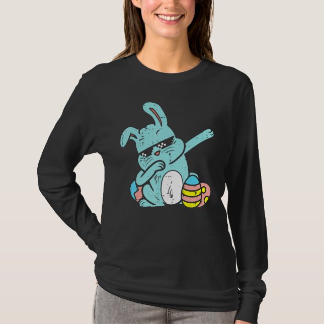 Camiseta Páscoa De Caça De Ovos De Coelho Dabbing (Frente)