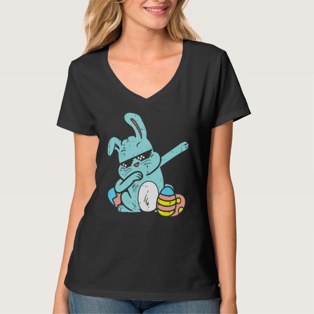 Camiseta Páscoa De Caça De Ovos De Coelho Dabbing (Frente)