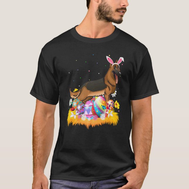 Camiseta Páscoa de Cachorro de German shepherd de Páscoa do (Frente)