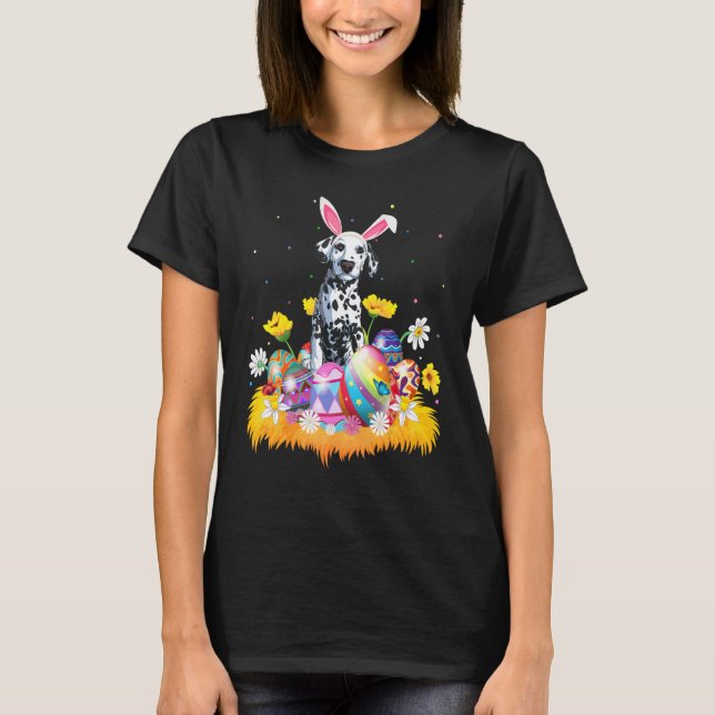Camiseta Páscoa de Cão Dalmaciano Engraçado Páscoa (Frente)