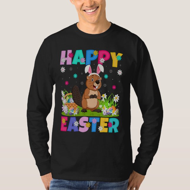 Camiseta Páscoa de castores de coelho de Felz pascoa de cas (Frente)