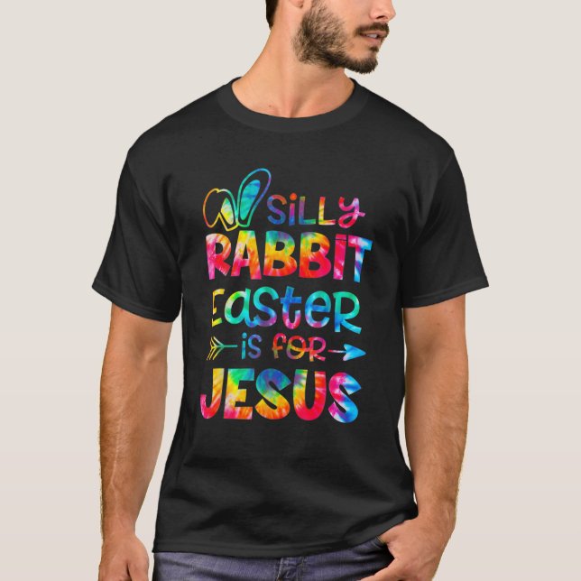 Camiseta Páscoa De Coelho bobo É Para Jesus Páscoa Cristã (Frente)