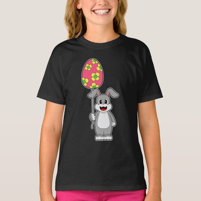 Camiseta Páscoa de coelhos Ovos de Páscoa Balão (Frente)