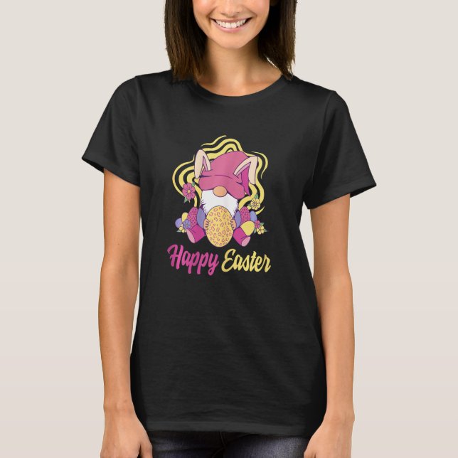 Camiseta Páscoa de Felz pascoa de Ovos Bunny Gnomo (Frente)