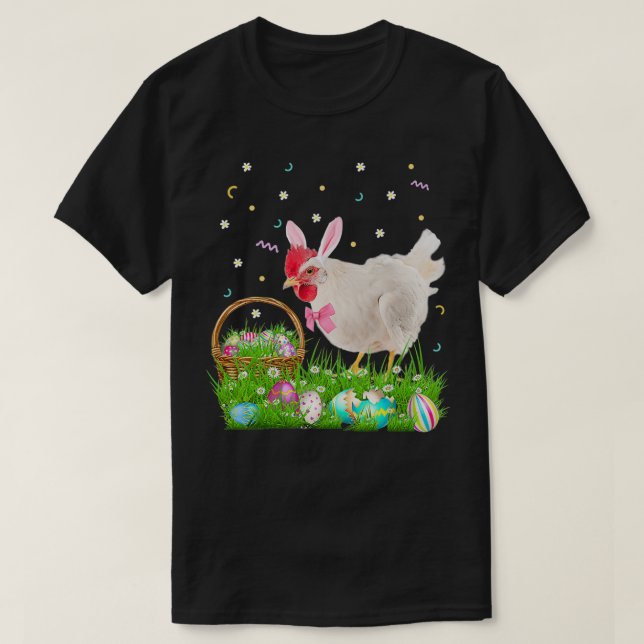 Camiseta Páscoa de frango bonito Dia coelho Ovos Páscoas (Frente do Design)
