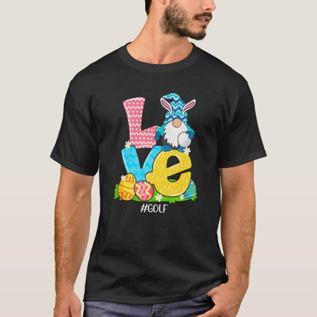 Camiseta Páscoa de Golfe Gnomo Cesto de Caça de Ovos (Frente)