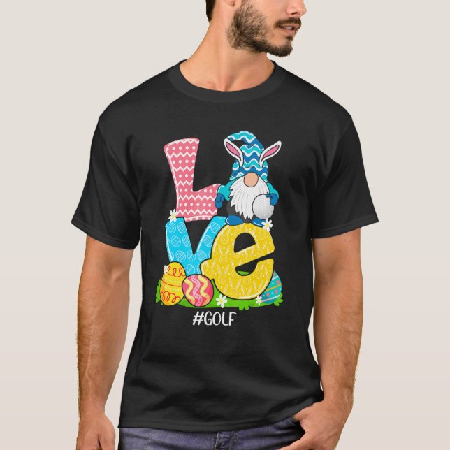 Camiseta Páscoa de Golfe Gnomo Cesto de Caça de Ovos (Frente)