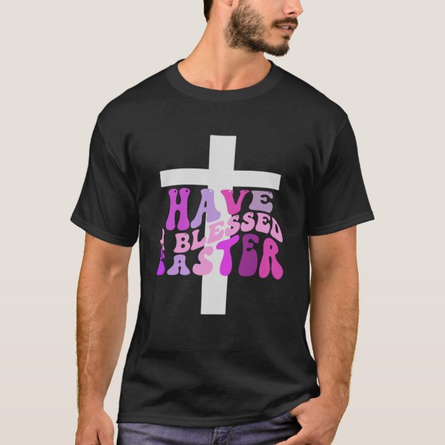 Camiseta Páscoa De Groovy Tem Uma Páscoa Abençoada, Retro C (Frente)