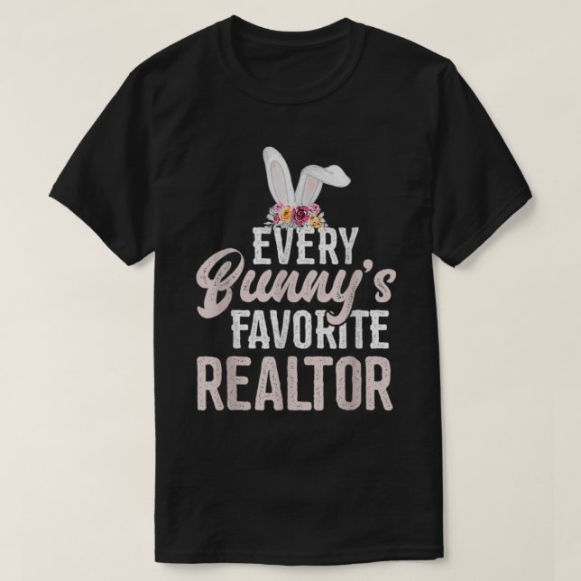 Camiseta Páscoa de Imóveis de Coelho Favorito (Frente do Design)