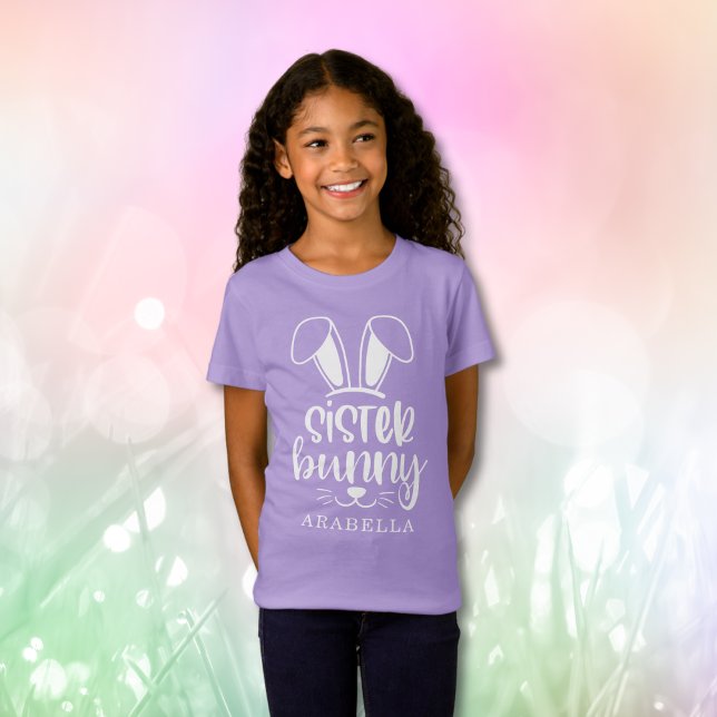Camiseta Páscoa de Irmã Coelhinha Personalizada (Personalized Cute Girl Sister Bunny Easter T-Shirt
)