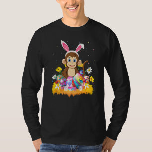 Camiseta Páscoa de macaco-macaco giro e pastel engraçado no