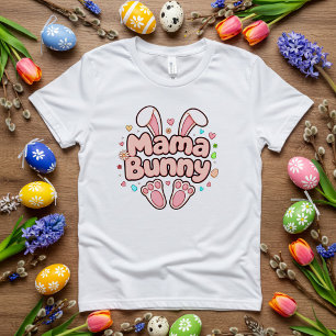 Camiseta Páscoa de mama coalhada com orelhas e patas de coe