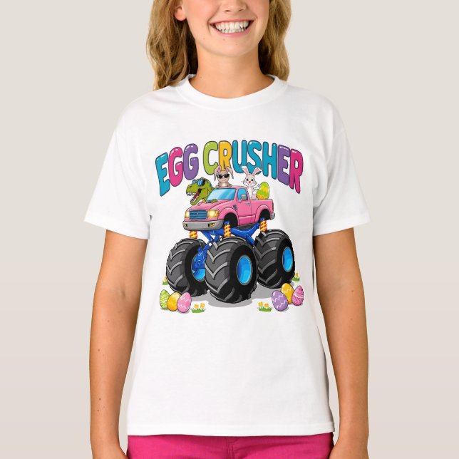 Camiseta Páscoa de monstro do triturador de ovos rosa (Frente)