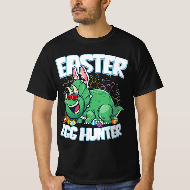 Camiseta Páscoa De Ovos Dinossauro Coelhinhos Triceratops (Frente)