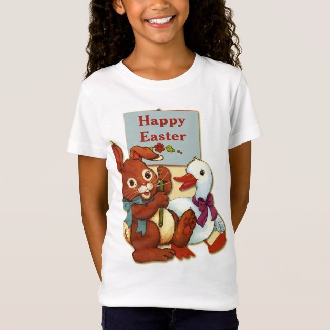 Camiseta Páscoa de Pato e Coelho (Frente)