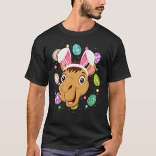 Camiseta Páscoa de rosto do camelo de ouvidos coelho da Pás