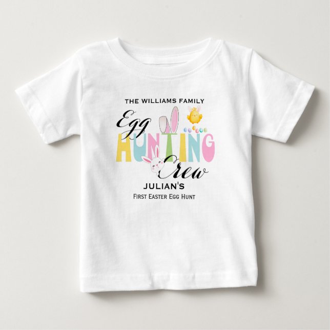 Camiseta Páscoa de Tripulação de Caça de Ovos de Pastel Per (Frente)