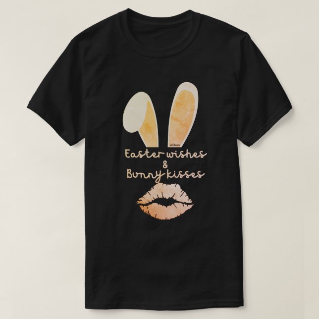Camiseta PÁSCOA DESEJA e BUNNY BEIJA ideia de presente de p (Frente do Design)