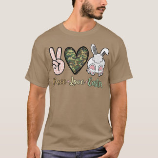 Camiseta Páscoa Dia Bonito Coelhinho de Paz Páscoa Camo Sty