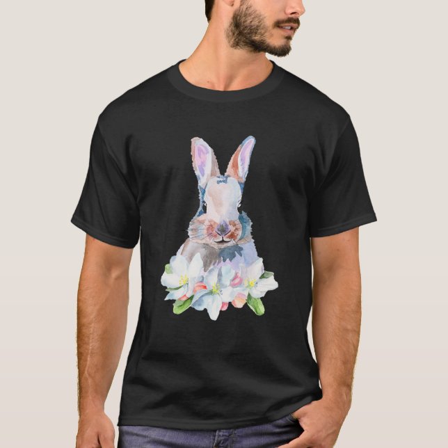 Camiseta Páscoa Dia Bonito Coelho Coelho Coelho Coelho Leop (Frente)