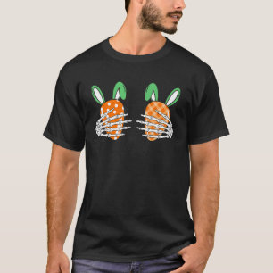 Camiseta Páscoa Dia Coelhinho Carrot Skeleton Mão