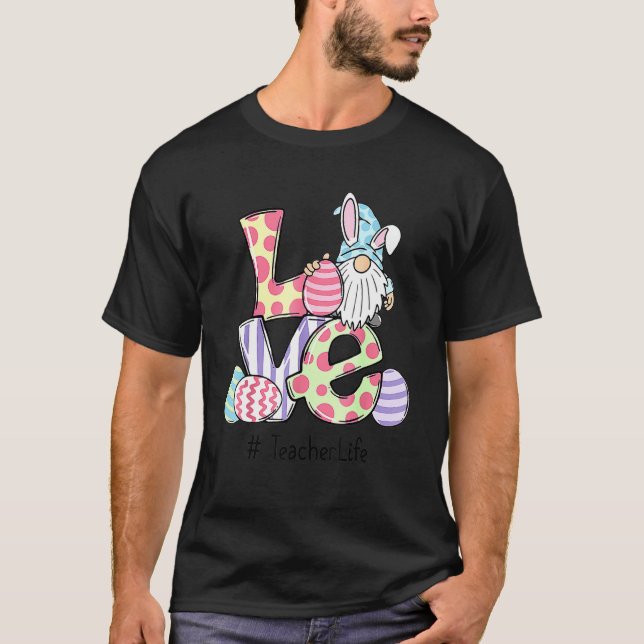 Camiseta Páscoa Dia de Amor Professora Páscoa Vida Gnomo Ov (Frente)