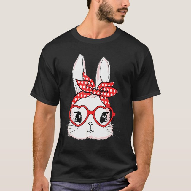 Camiseta Páscoa Dia de Leopardo Óculos de coelhinho (Frente)