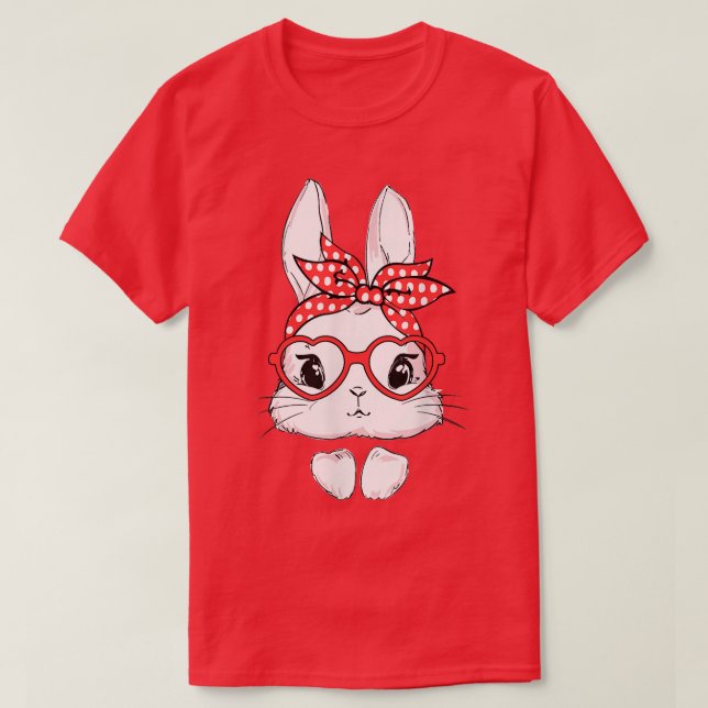 Camiseta Páscoa Dia de Leopardo Óculos de coelhinho (Frente do Design)
