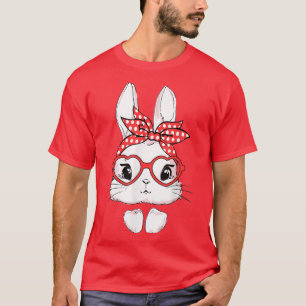 Camiseta Páscoa Dia de Leopardo Óculos de coelhinho
