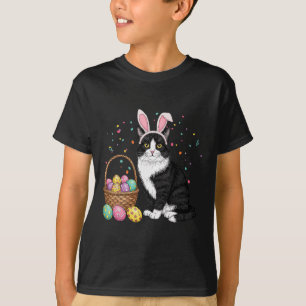 Camiseta Páscoa Dia Gato Coelhinho Ovos Gráfico Homens Mulh