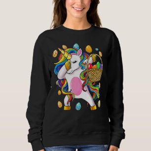 Camiseta Páscoa Dia Meninas Dabbing Unicorn Dab Ovo Hunt Un