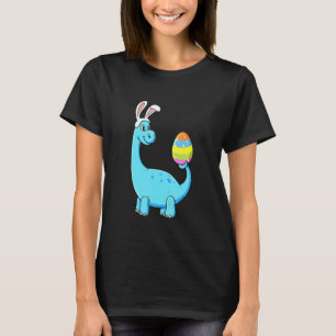 Camiseta Páscoa Dia Rex Dino Coelho Orelha Com Garota De Ov