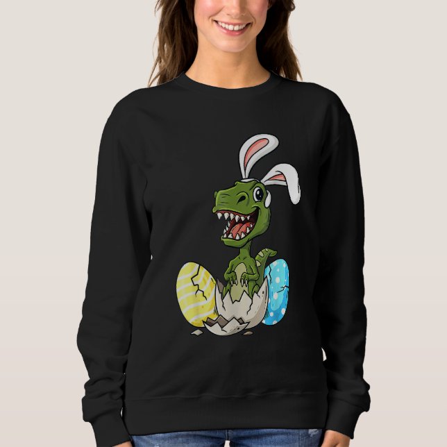 Camiseta Páscoa Dia T Rex Com Ovos Coelhinhos Garotas K (Frente)