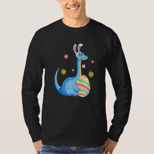 Camiseta Páscoa Dia T Rex Dino Coelho Orelha Com Ovos Boys